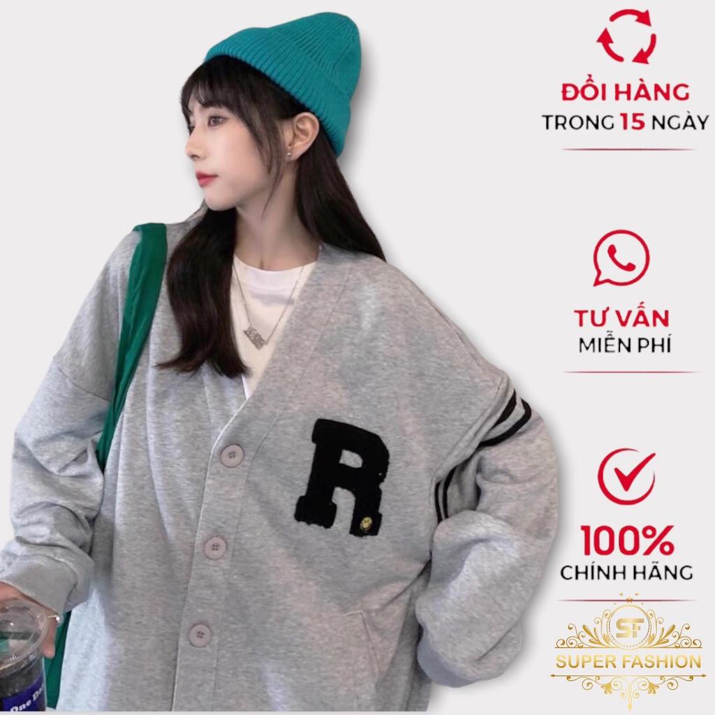 Hình ảnh Áo khoác Cardigan Nữ Form rộng Fashion Họa Tiết Chữ R Nổi Siêu Xinh