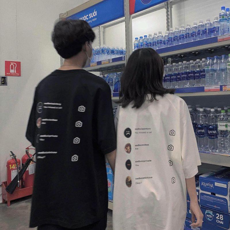 Áo thun unisex tay lỡ Sadboiz sad stagram đầy đủ tag cổ tag tay Hany shop