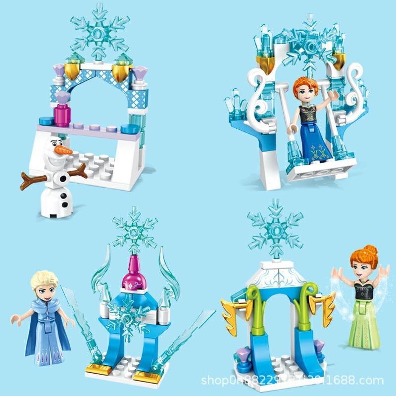 Đồ chơi xếp hình Công chúa Elsa Snow Castle, lâu đài tuyết cho bé gái