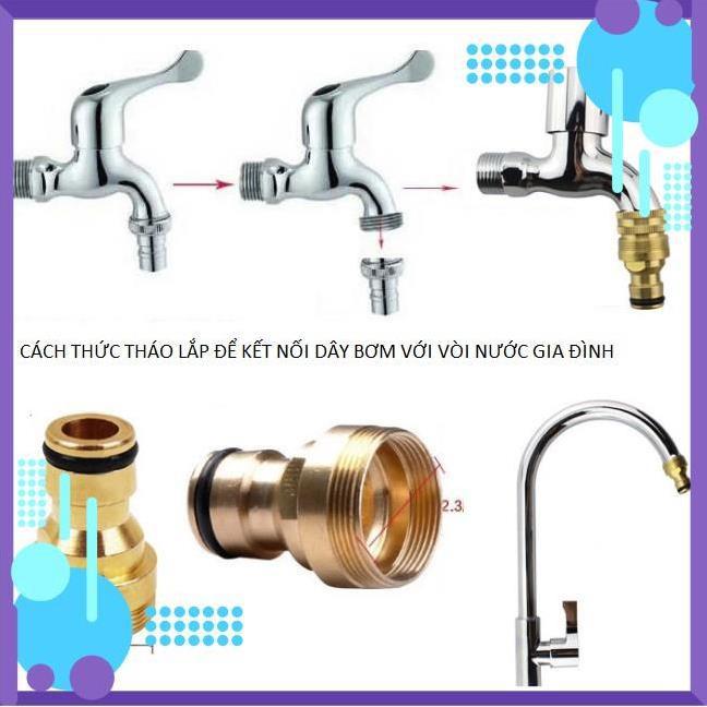 ️ Bộ dây vòi xịt nước rửa xe, tưới cây , tăng áp 3 lần, loại 3m, 5m 206701 đầu đồng,cút,nối nhựa đen+ đai