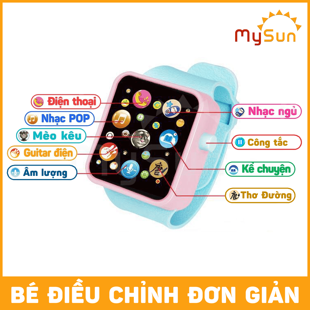 Đồng hồ thông minh điện tử trẻ em đeo tay - đồ chơi cảm ứng giá rẻ cho bé trai gái MySun