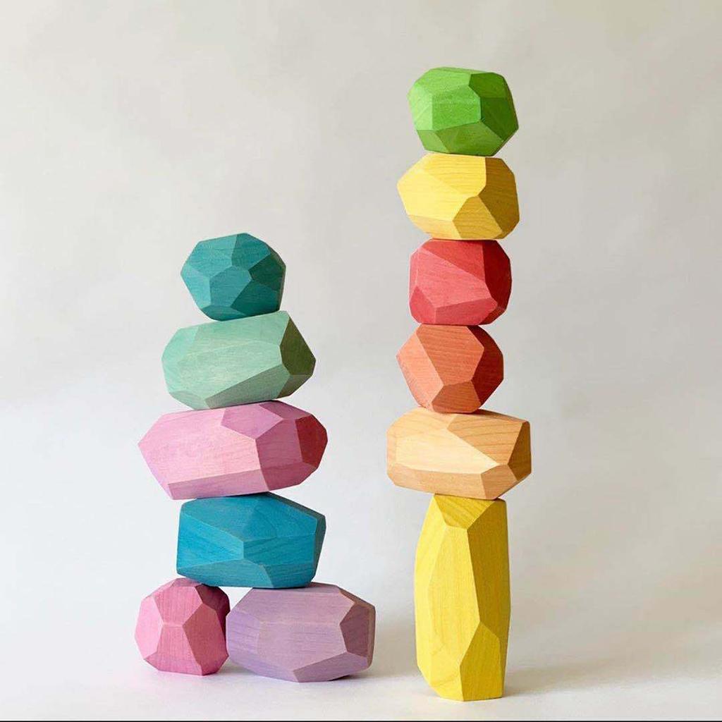 5/10/16pcs Wooden Balancing Building Stacking Rock Block  Decoration