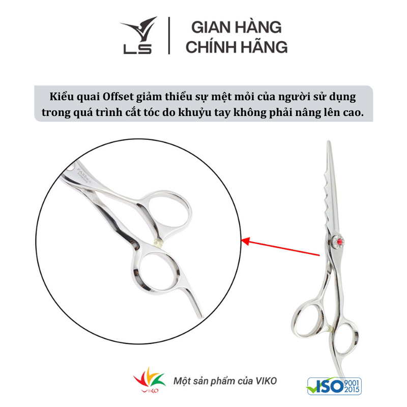 Kéo cắt tóc LS lưỡi thẳng quai offset vênh đỡ ngón cố định FA33/6.0