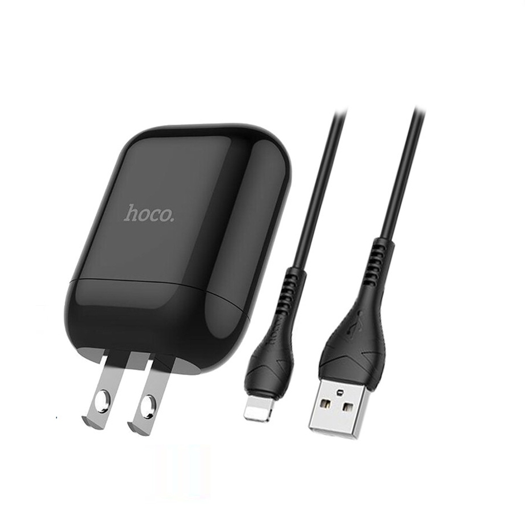 Bộ sạc nhanh 3.4A Hoco HK2 chân Lightning chuôi dẹt vật liệu chống cháy nổ cho iPhone/iPad ( 2 màu )- Hàng chính hãng