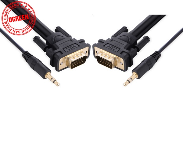 Cáp VGA Và Audio 3.5mm Ugreen VG102 11626 (2m) - Đen Hàng Chính Hãng