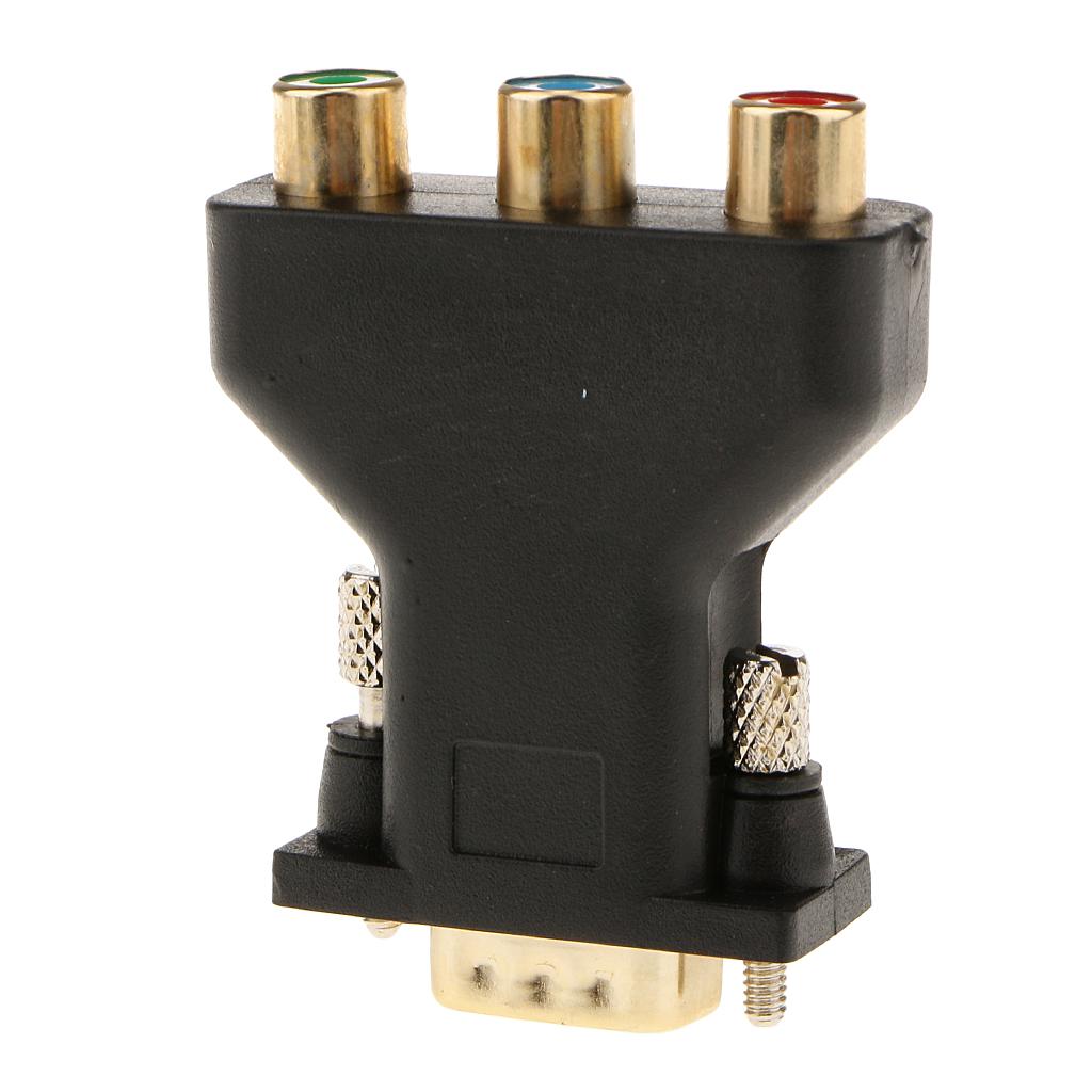 3-RCA RGB Video Female To HD15-Pin VGA Component Video Jack Adapter