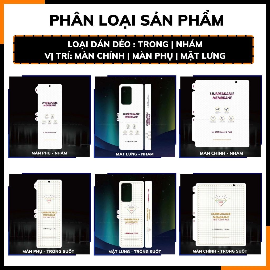 Dán màn hình z fold 5 dẻo TPU trong suốt hoặc nhám 3 lớp dễ dán bảo vệ màn hình phụ kiện điện thoại huỳnh tân store