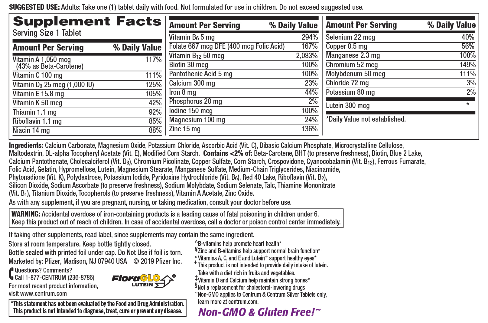 Thực phẩm bổ sung vitamin và khoáng chất: CENTRUM SILVER WOMEN 50+ 275 Viên - Nhập khẩu Mỹ