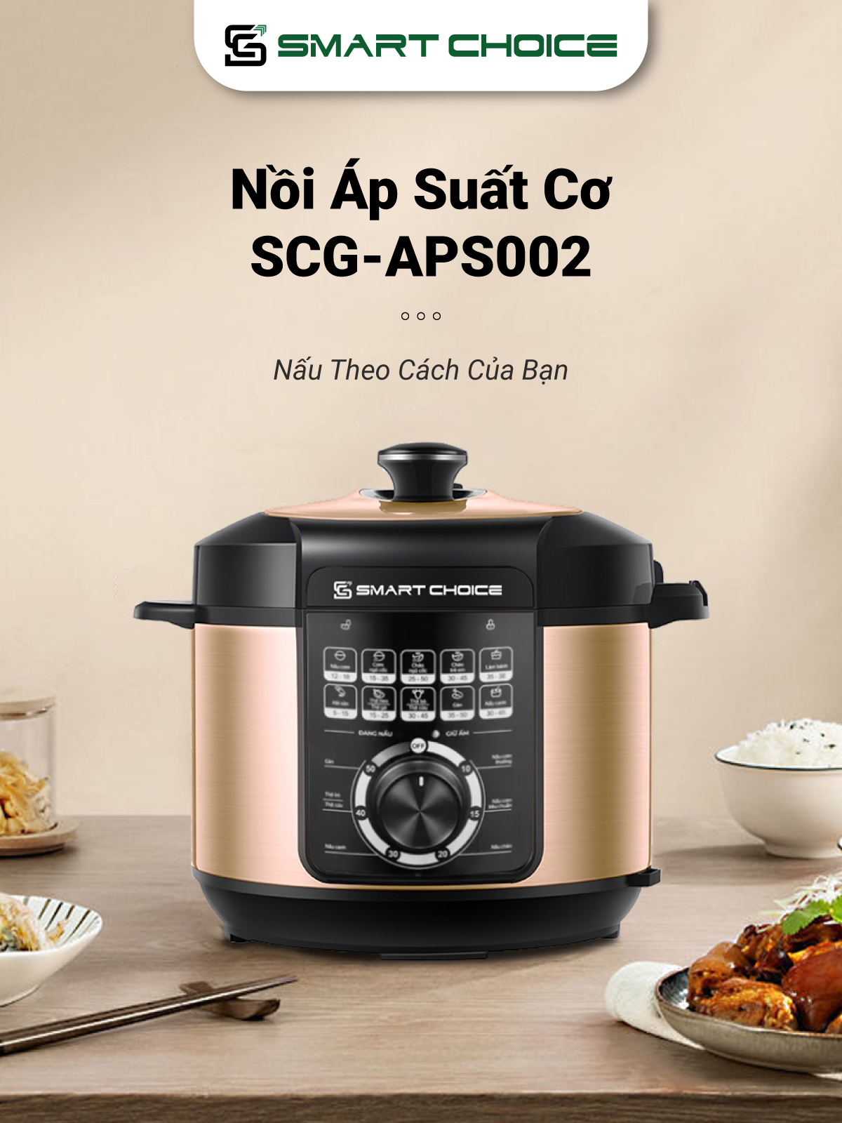 Nồi Áp Suất Cơ SMARTCHOICE SCG-APS002 Lòng Nồi 4 Lớp Công Suất 1000W Dung Tích 6L Hàng Chính Hãng