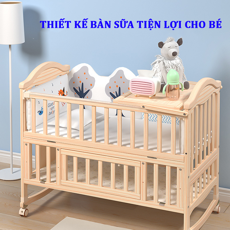 Giường cũi cho em bé đa năng KAWAII HOME - Tặng kèm 4 món quà tặng - Bảo hành 12 tháng