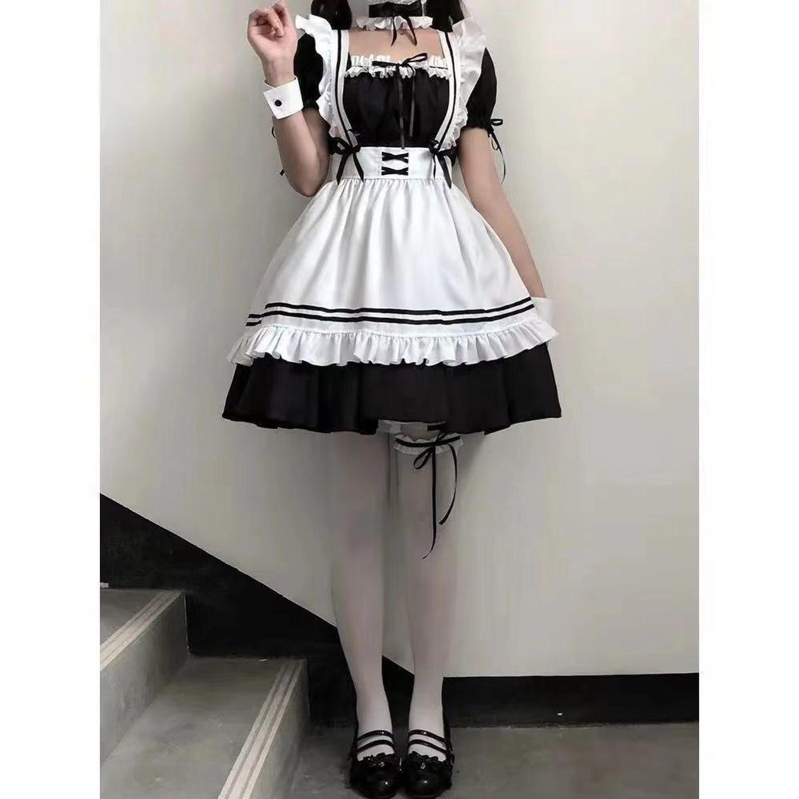 2x Maid Costume Maid Dresses Classic Sweet Lolita Japanese Anime Maid Outfit