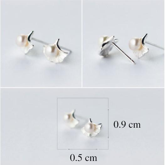 Khuyên tai bạc Ý s925 lá bạc quả gắn ngọc E0919 - AROCH Jewelry