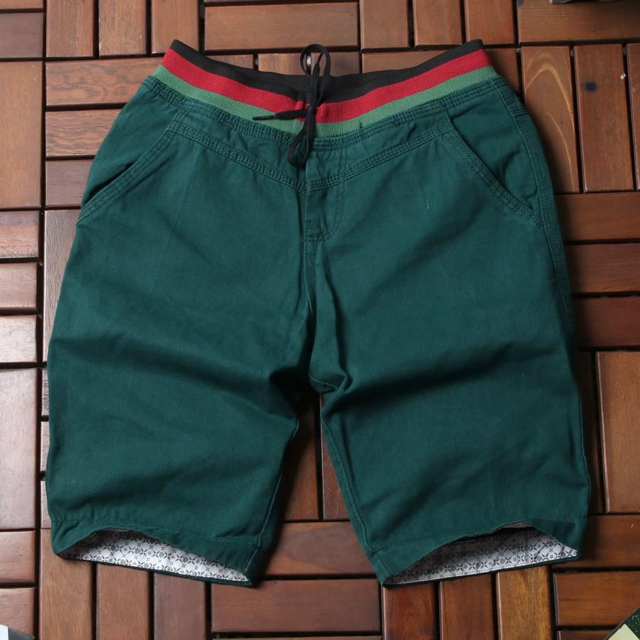 Quần short kaki nam xanh rêu lưng thun GN160 Gấu Nâu