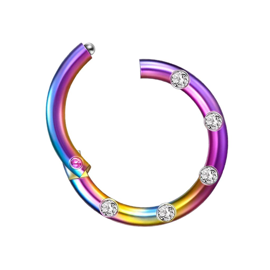 Crystal Stainless Steel Fake Septum Clicker Nose Ring Non-piercing Colorful