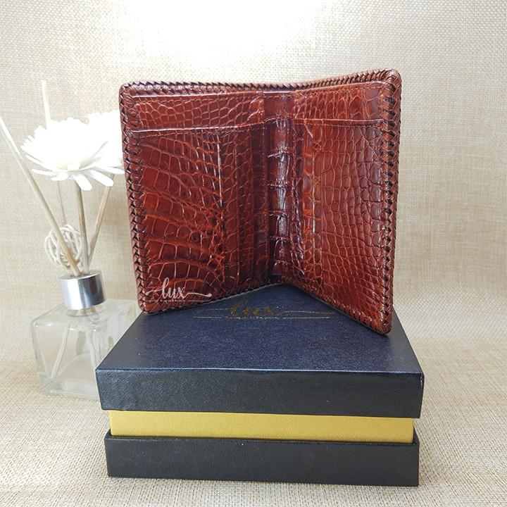 Ví Nam Da cá sấu LuxLeather LM2102 Đan Viền thủ công - Hai mặt - Kiểu đứng - Da lưng