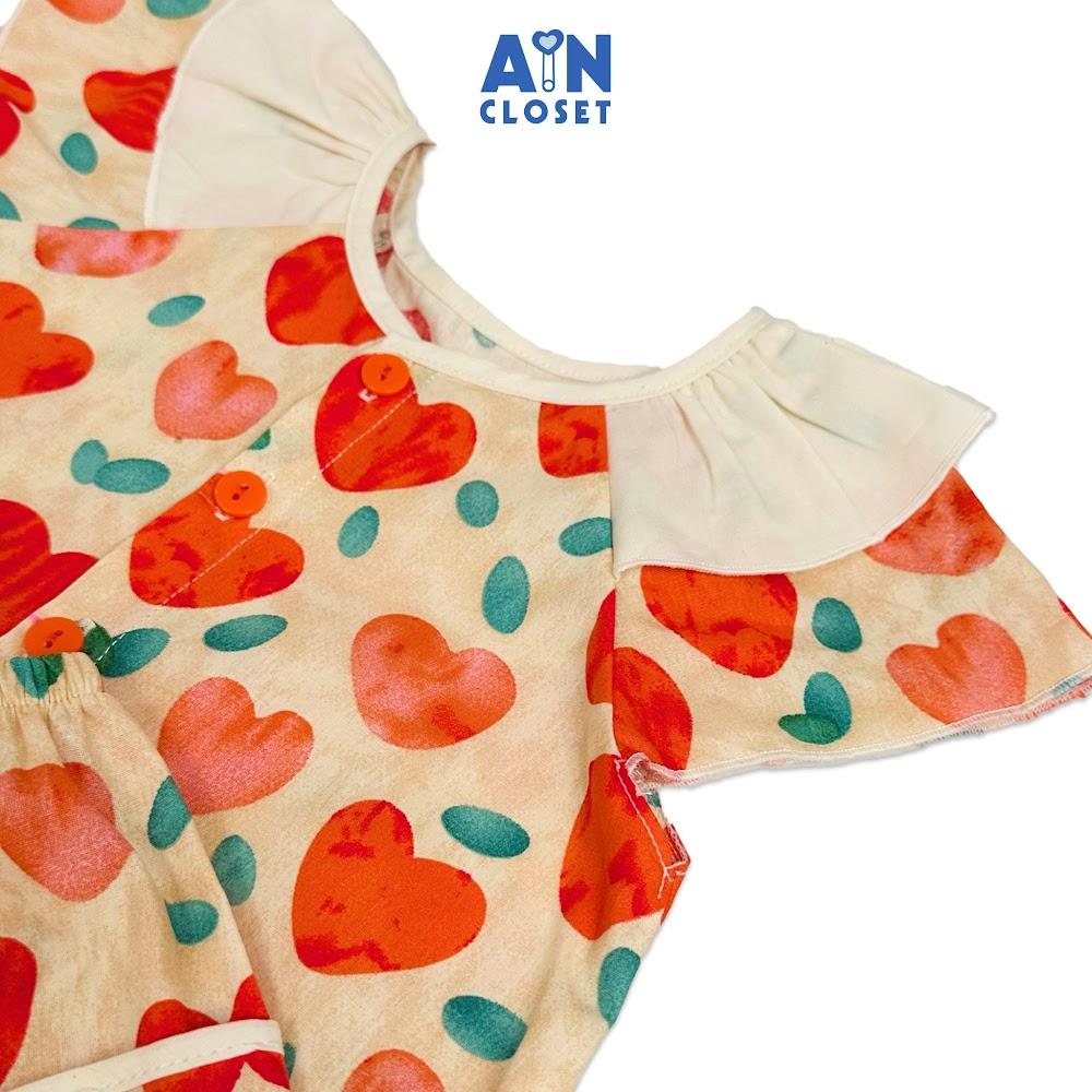 Bộ quần áo Ngắn bé gái họa tiết Tim Phai Cam cotton - AICDBGIQG98I - AIN Closet