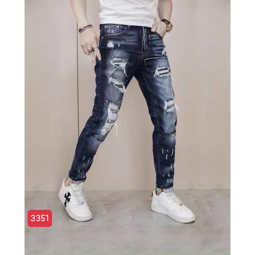 Quần jean nam rách vảy sơn cao cấp vải jean co dãn hàng chuẩn shop Phuongnamshop20 j9
