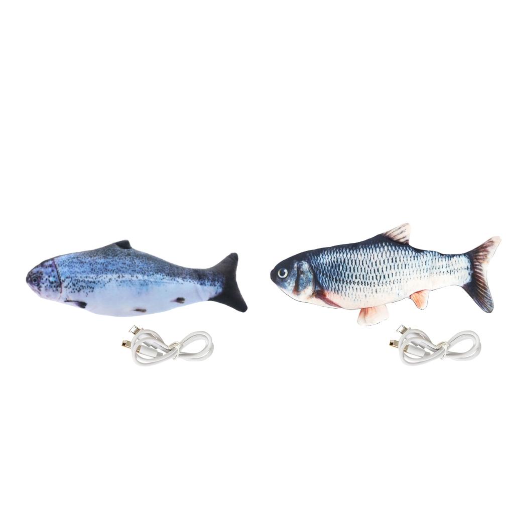 2x Pet Cat Chewing Toy Kitty Interactive Fish Toy Play Toy For Cat Kitten