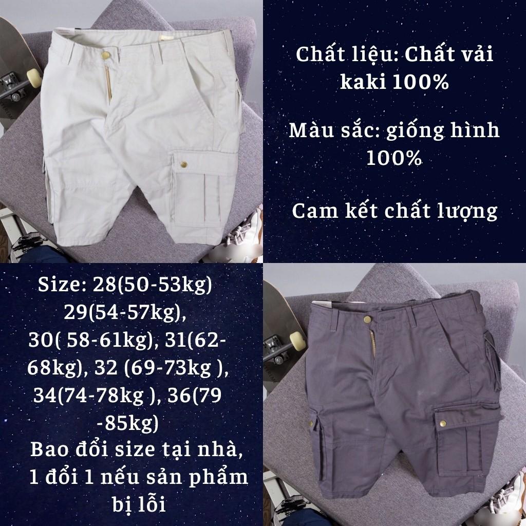 Quần Short Kaki Cao Cấp H&H-Q02 Quần Short Túi Hộp Chất Vải Kaki 100% Hàng Xuất Khẩu - 5 Màu