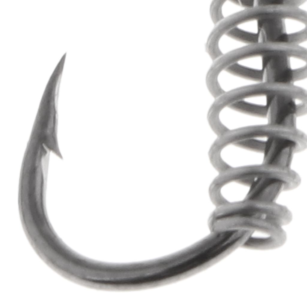 10pcs Stainless Steel Fishing Hooks with Spring Barbed Swivel Carp Jig Fishhook for Pulling Baits