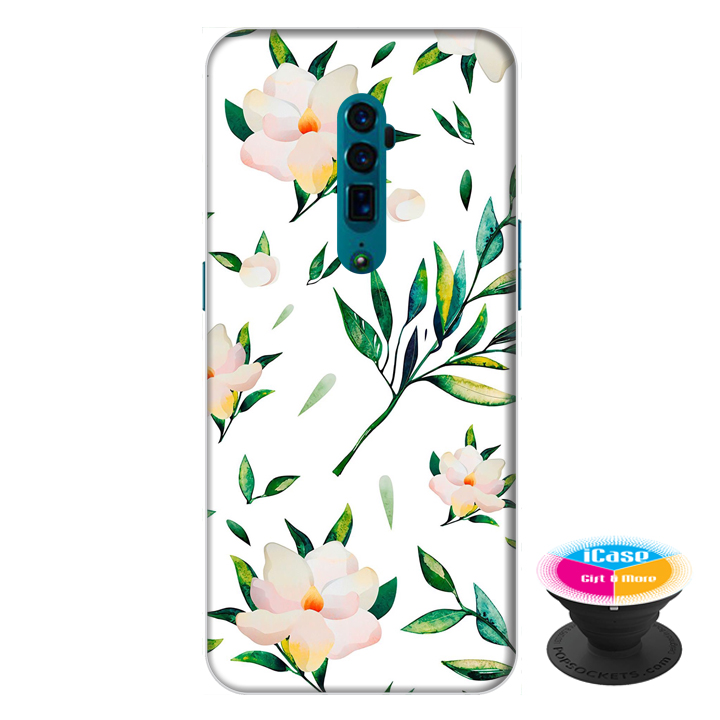 Ốp lưng điện thoại Oppo Reno 10X Zoom hình Hoa Xanh tặng kèm giá đỡ điện thoại iCase xinh xắn - Hàng chính hãng