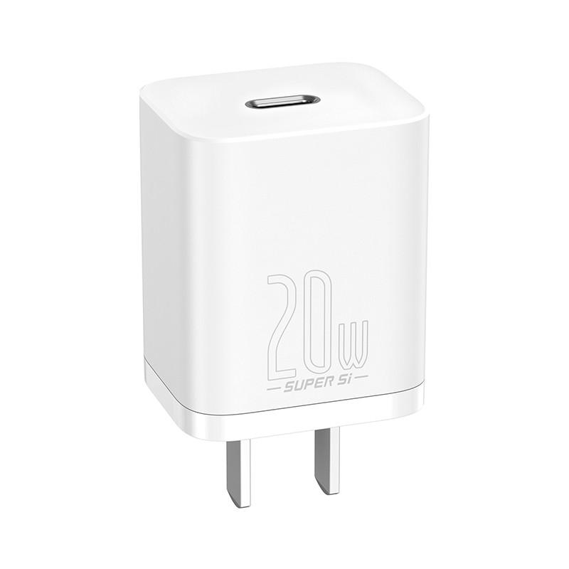 Bộ Cốc Cáp Sạc Nhanh Baseus Super Si Mini Usb C Qc3.0 Pd 20w Cho Điện Thoại iPhone 12 - Hàng Chính Hãng