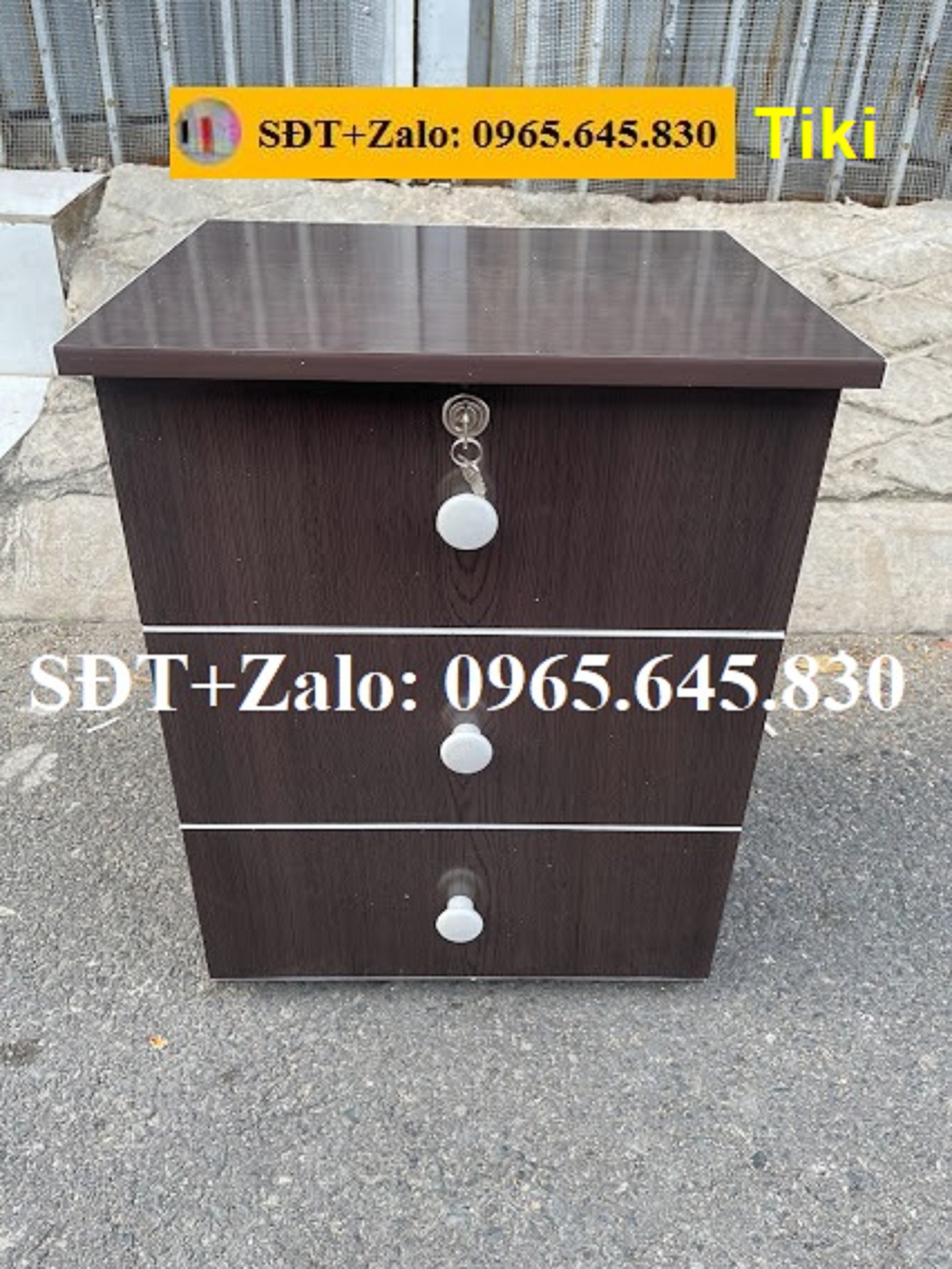 Tủ, Kệ Đầu Giường Nhựa Đài Loan Cao 53cm Ngang 42cm Sâu 32cm Màu Sồi Đen 946