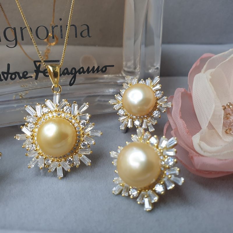 Bộ Trang Sức Ngọc Trai Thiên Nhiên Cao Cấp 4M - Kiểu Dây Chuyền Hoa Tuyết - Trang Sức Cô Tấm - SNOW FLAKES PEARL - CTJ1703
