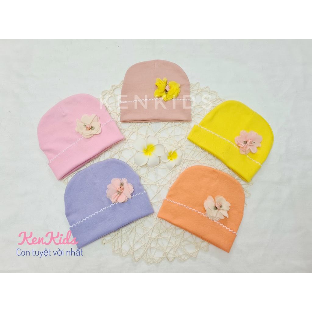 SET 5 Nón mũ tròn bo sơ sinh chất mềm - đính hoa đáng yêu cho bé gái
