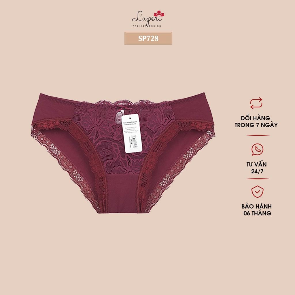 Quần Lót Nữ Cotton Phối Ren Cạp Vừa LUPERI SP728 Dáng Bikini Thiết Kế Không Lằn Mông Kháng Khuẩn Khử Mùi Tốt
