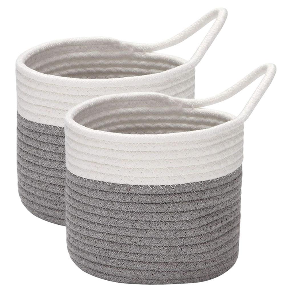 2Pcs Small Woven Storage Basket Round Wall Baskets Storage Bins