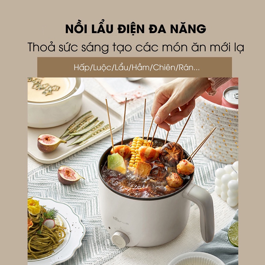 Nồi điện mini đa năng Bear 1.2L (kèm khay hấp) nồi lẩu điện mini, Anh Lam Store - Hàng nhập khẩu