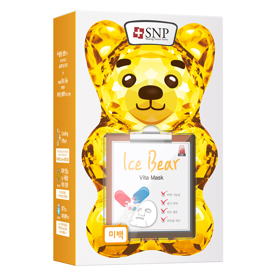 Bộ Mặt Nạ Dưỡng Trắng Gấu Băng SNP  Ice Bear Vitamin Mask (10 Miếng)