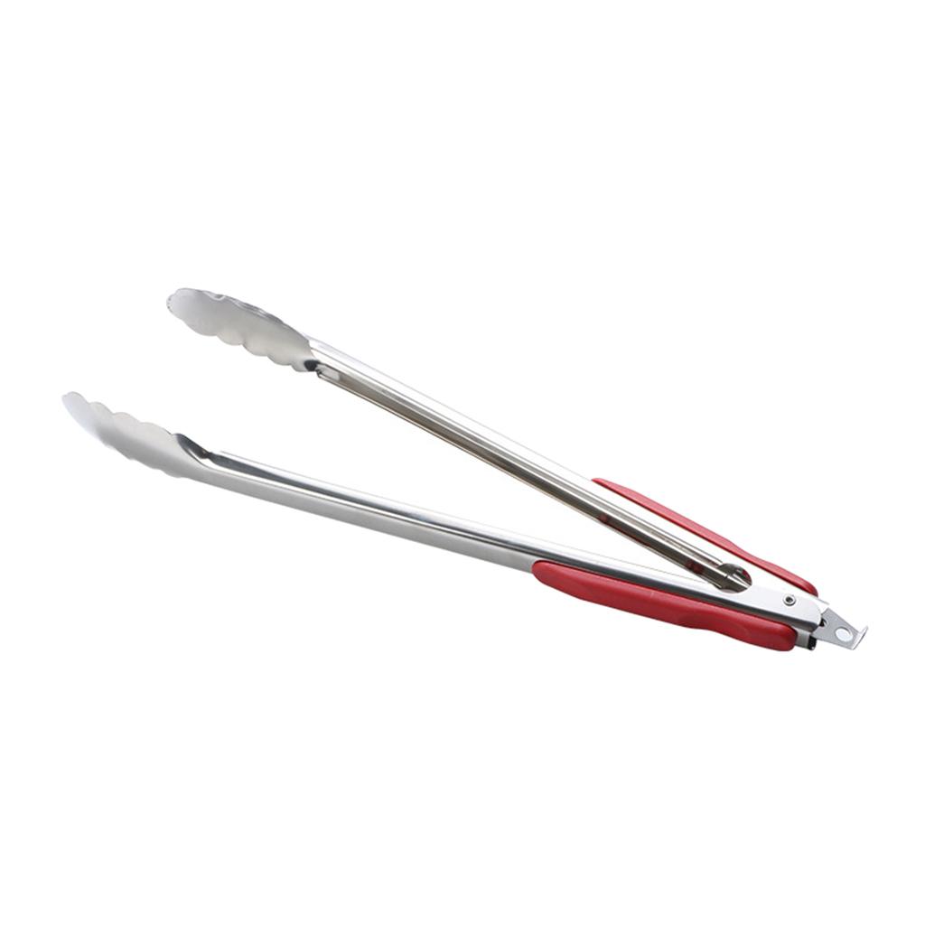 Stainless Steel Kitchen Tongs Locking Clip Metal Food Tongs Soft Grip Serving Tongs for BBQ Grilling Barbeque Parties Cooking Utensil