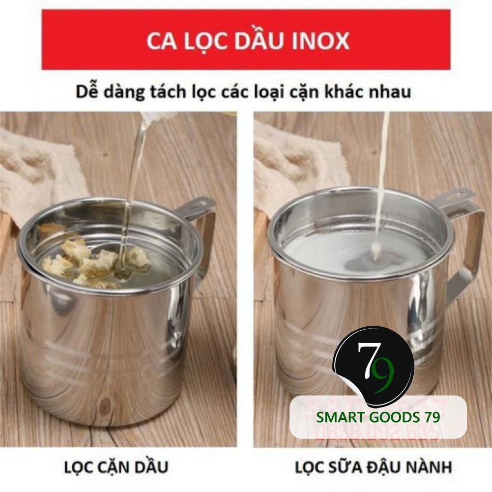 Ca bình đựng lọc dầu ăn dầu mỡ bằng Inox 304 1.2L có lưới lọc cặn cao cấp tiện lợi