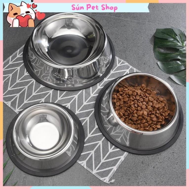 Bát ăn Inox cho chó mèo, có đế cao su chống trơn trượt