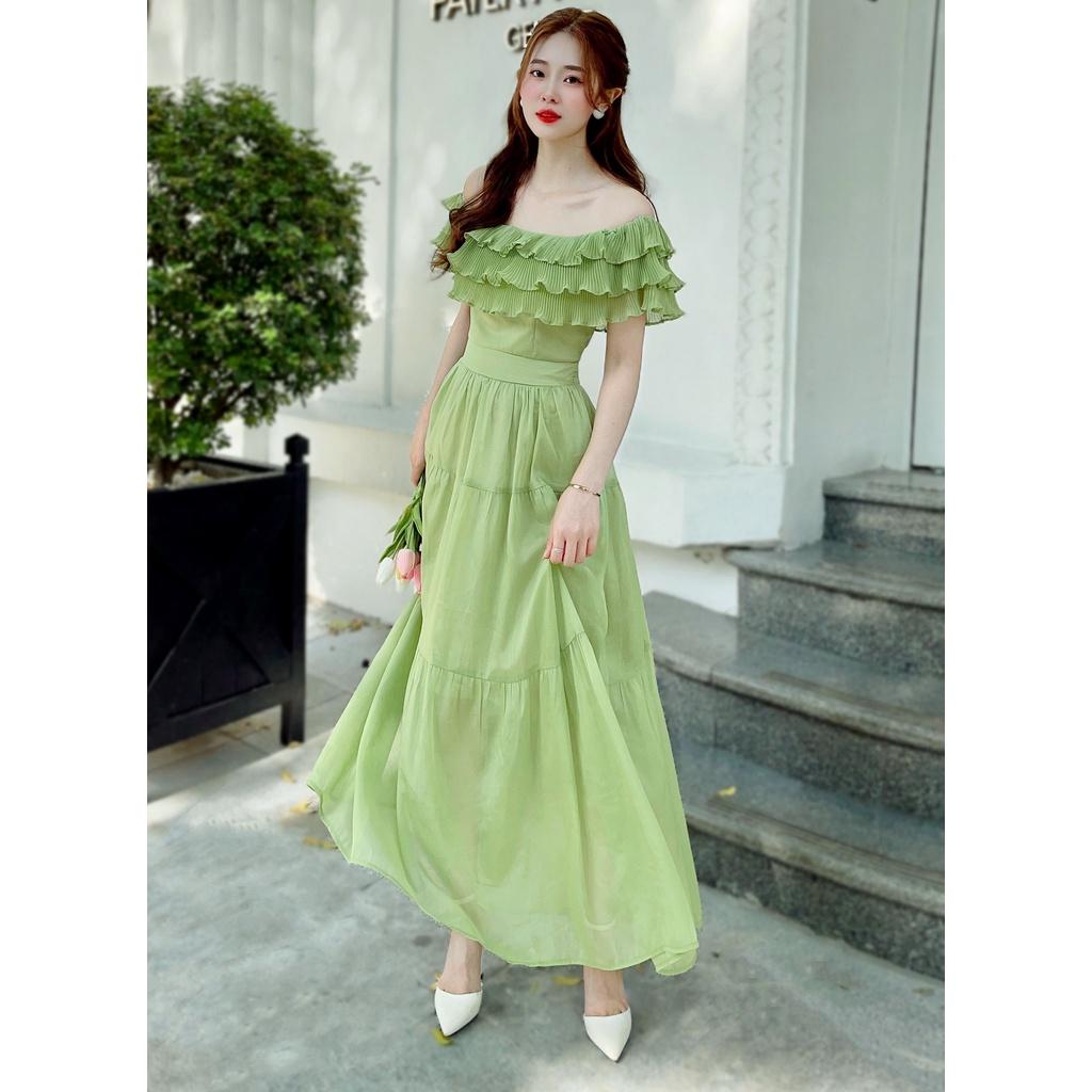 Đầm Đi Biển V114 Chất Liệu Vải Tơ Màu Xanh - Đầm Thiết Kế Thanh Lịch, Nữ Tính