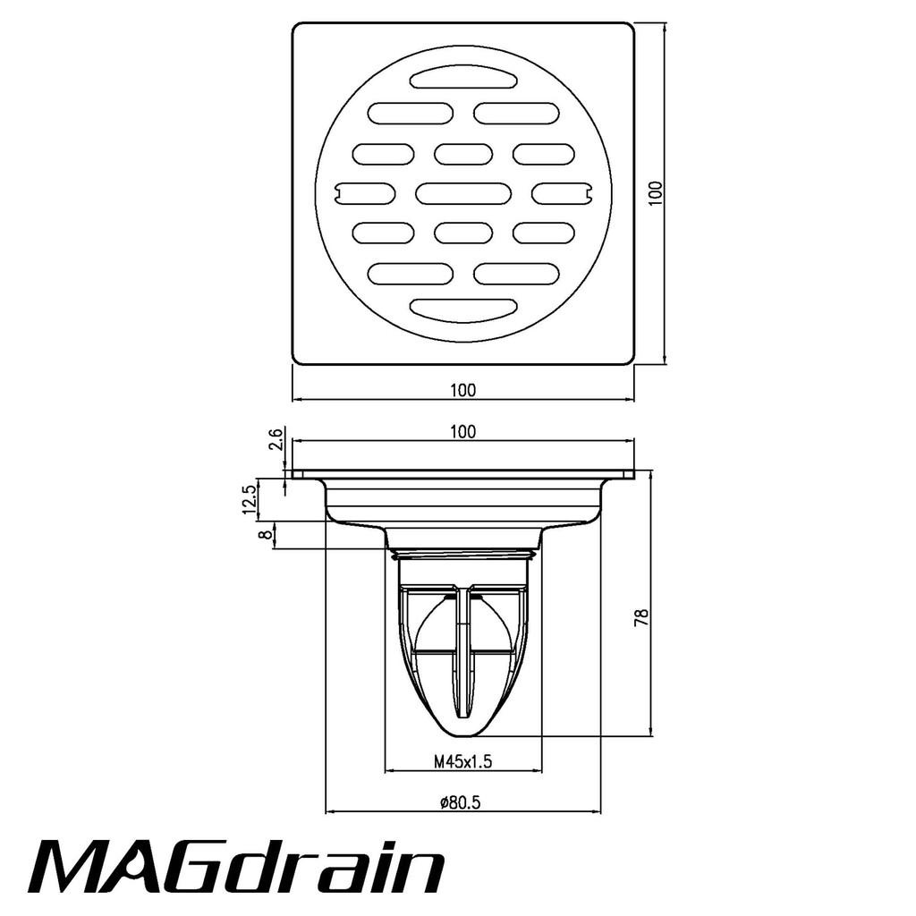 Thoát sàn ngăn mùi thoát nước nhanh MAGdrain PC01Q3-B