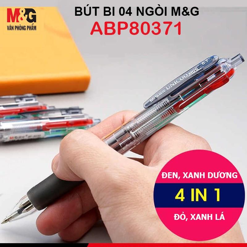 Bút bi 4 ngòi M&amp;G ABP80371 ngòi 0.7 mm-ngòi màu xanh dương, xanh lá, đỏ, đen