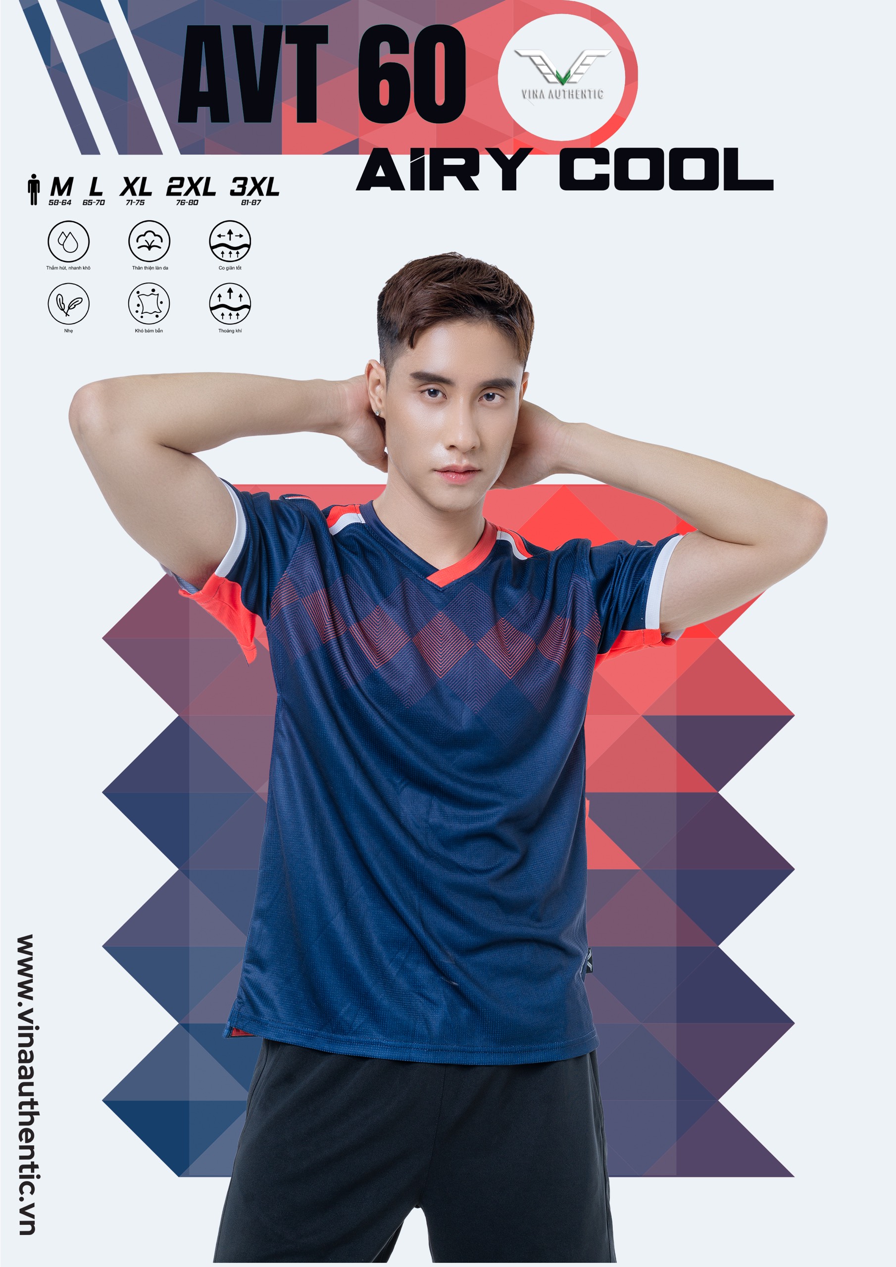 Chính hãng - ÁO THUN CẦU LÔNG, TENNIS Nam AVT60, TRANG PHỤC THẺ THAO CHUẨN THI ĐẤU, ỨNG DỤNG CAO HÀNG NGÀY
