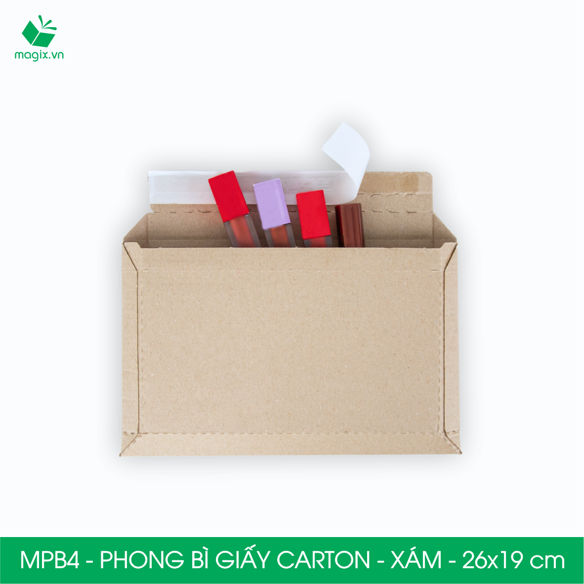 MPB4 - 26x19cm - COMBO 100 PHONG BÌ GIẤY CARTON ĐÓNG HÀNG MÀU XÁM