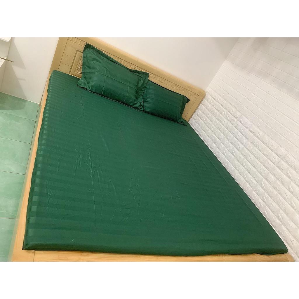 Ga giường và vỏ gối Cotton 3F Khách sạn màu xanh Rêu đủ kích thước 1m2 đến 2m*2m2