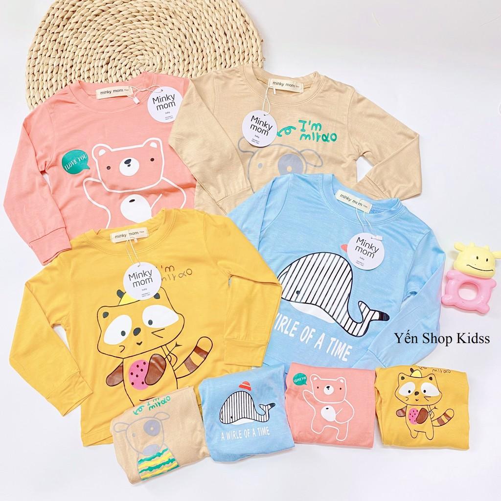 Bộ Dài Tay Minky Mom Viền Họa Tiết Cá Heo Xanh- Gấu Cho Bé Yêu (6-19kg) (1243