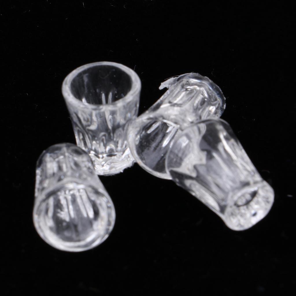 2x1/12 Dollhouse Miniature Kitchen Tableware Accessories Water Glasses 4pcs