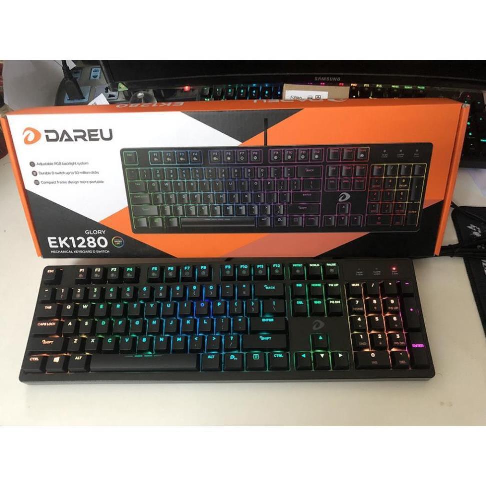 Bàn phím cơ Gaming Dareu EK1280 - Mã cũ DK1280 - Đèn led RGB 20 chế độ - Bảo hành 24 tháng - Cam kết lỗi 1 đổi 1