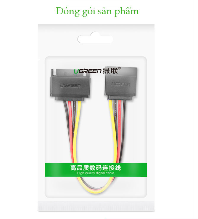 Cáp nối nguồn SATA 15Pin nối dài 1 đầu đực, 1 đầu cái, kết nối nguồn điện máy tính với ổ cứng Serial ATA, SSD, ổ đĩa quang, đầu ghi DVDB và thẻ PCI dài 20cm UGREEN US283 50718 - Hàng Chính Hãng