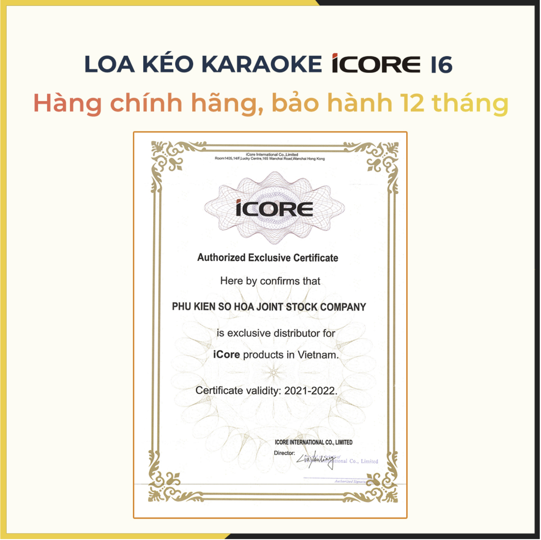 Loa Karaoke iCore i6. Loa xách tay có đèn chớp tắt. Kèm 2 Micro UHF kim loại cáo cấp - Hàng Chính Hãng