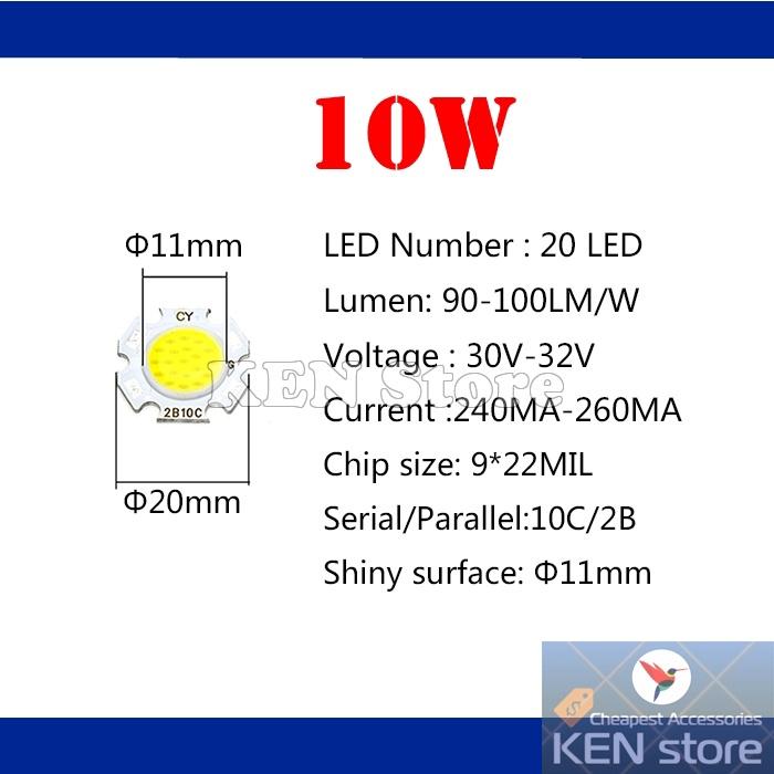 Bóng led, nhân led, chip led 3W 5W 7W 10W đường kính 20mm