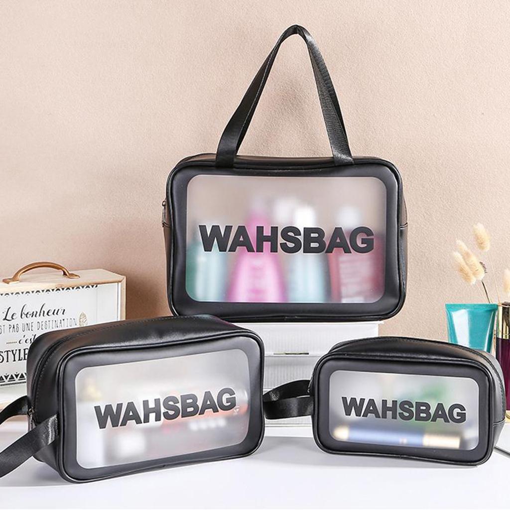 Waterproof Travel Bag Transparent Makeup Toiletry Clear Wash Pouch Black S