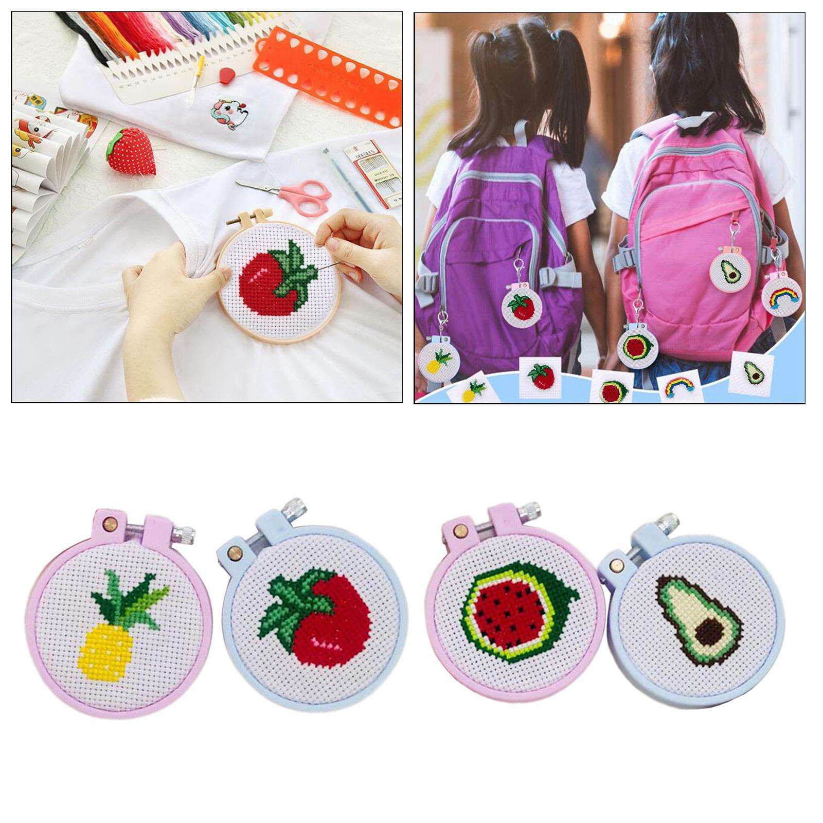 DIY Counted Cross Stitch Beginner Kit Starter Fruit Pattern Sewing Set 4pcs
